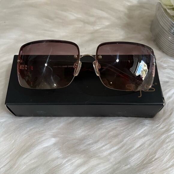 NEW Fantas-Eyes Y2K Rimless Square Oversized Tortoise Gradient Sunglasses NWOT - Picture 3 of 14